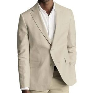 100% Silk Oscar de la Renta Sportcoat Blazer Old Money Luxury Cream Size 42L